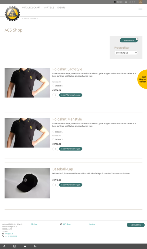 Shop des ACS - Automobil Club der Schweiz