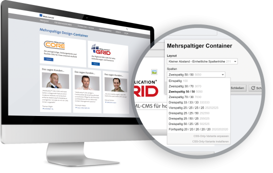 Mehrspaltiger Inhlatscontainer