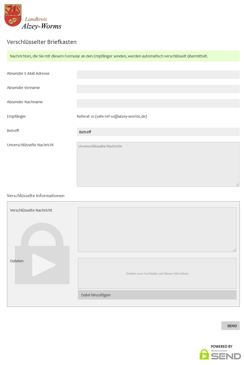 Landkreis Alzey-Worms - verschlüsselte Kommunikation über die Website